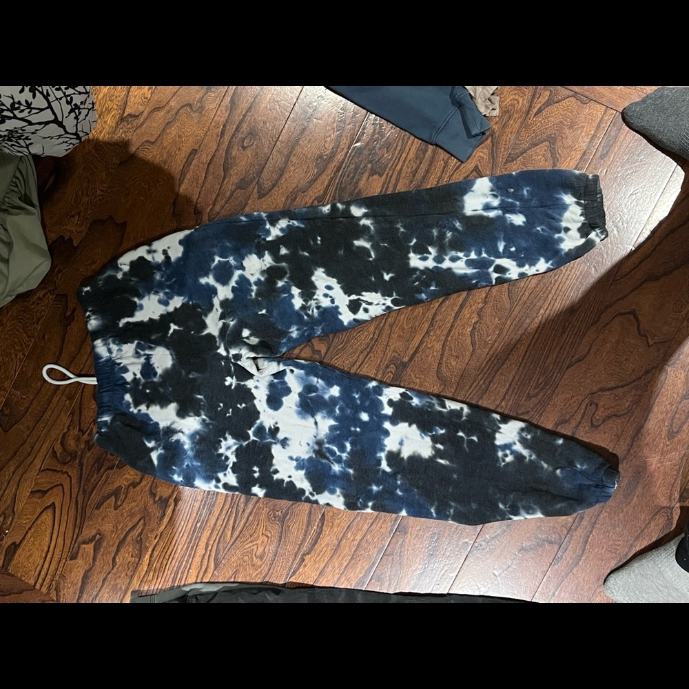 Blue White And Black Tie Dye Sweatpants